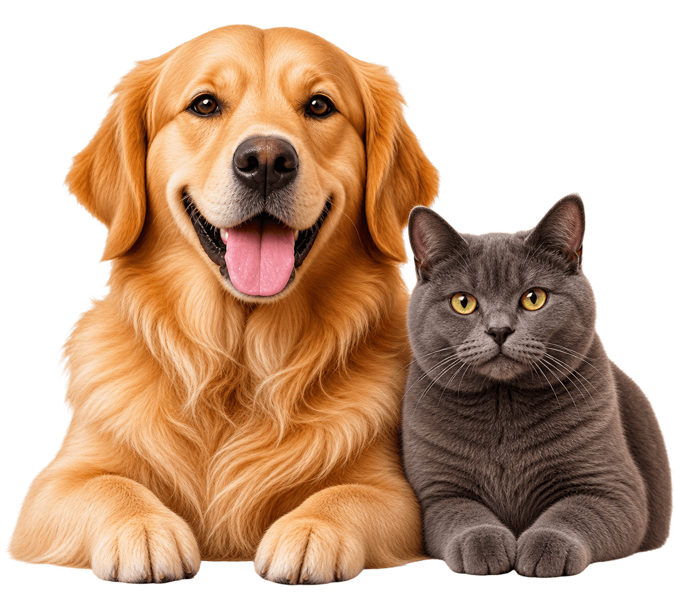 A cat and a dog sitting together